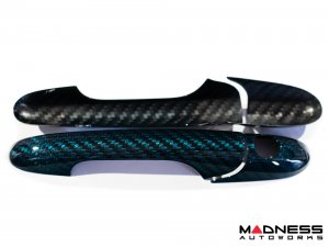 FIAT 500 Exterior Door Handle Kit - Carbon Fiber - Verde Azzurro (Blue-Green)